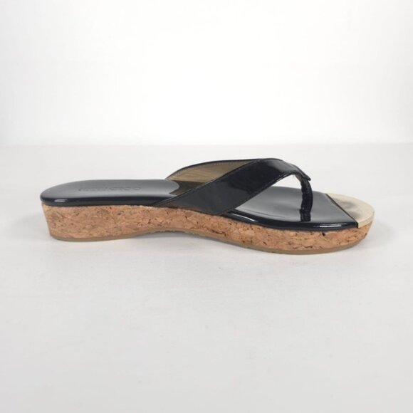 JIMMY CHOO Black Pence PATENT LEATHER Cork Thong MADE IN SPAIN 🇪🇸 Sandal 36 - Picture 6 of 12